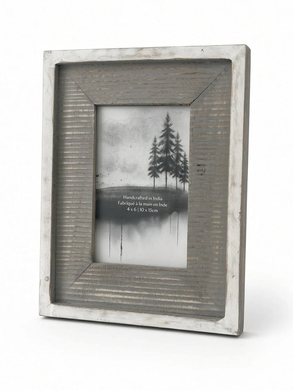 Shakti Exports 4x6 Rustic Distressed Wood Photo Frame Farmhouse Gray Whitewash